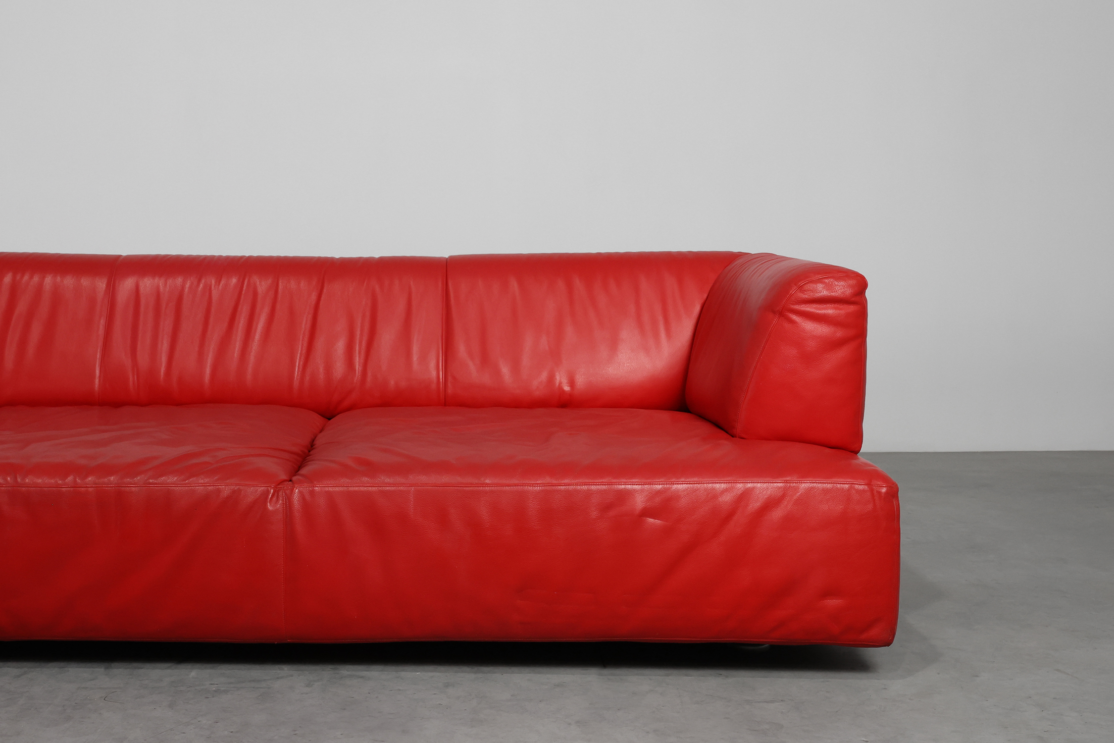Red Mid-century 3-seater Leather Sofa by Edra, Italy 2000thumbnail
